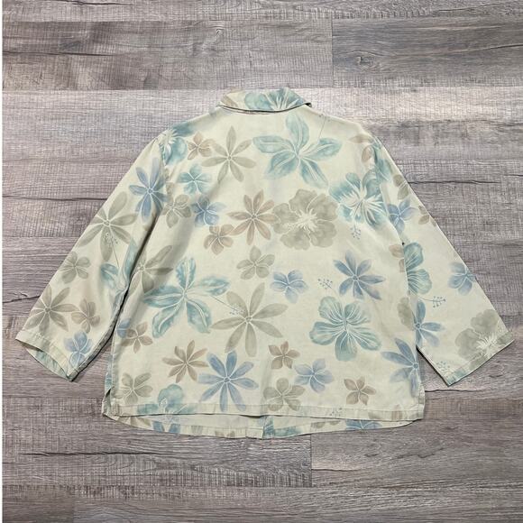 Click Color Me Cotton CMC Size Large Tencel Hawaiian Button Up Shirt Floral Top - Picture 2 of 6